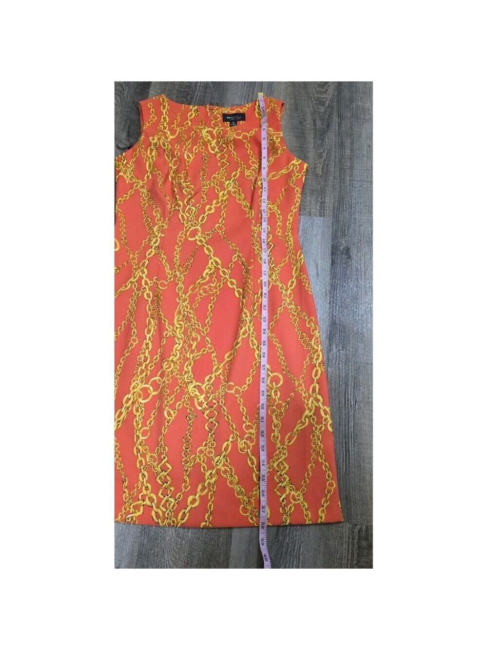 RN Studio Ronni Nicole Sleeveless Fitted Orange Chain Design Women's Dress Sz 10 - Picture 10 of 11